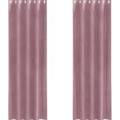vidaXL Gordijnen met ringen - Donkerroze - 140x245 cm - Fluweel - 2 Stuks