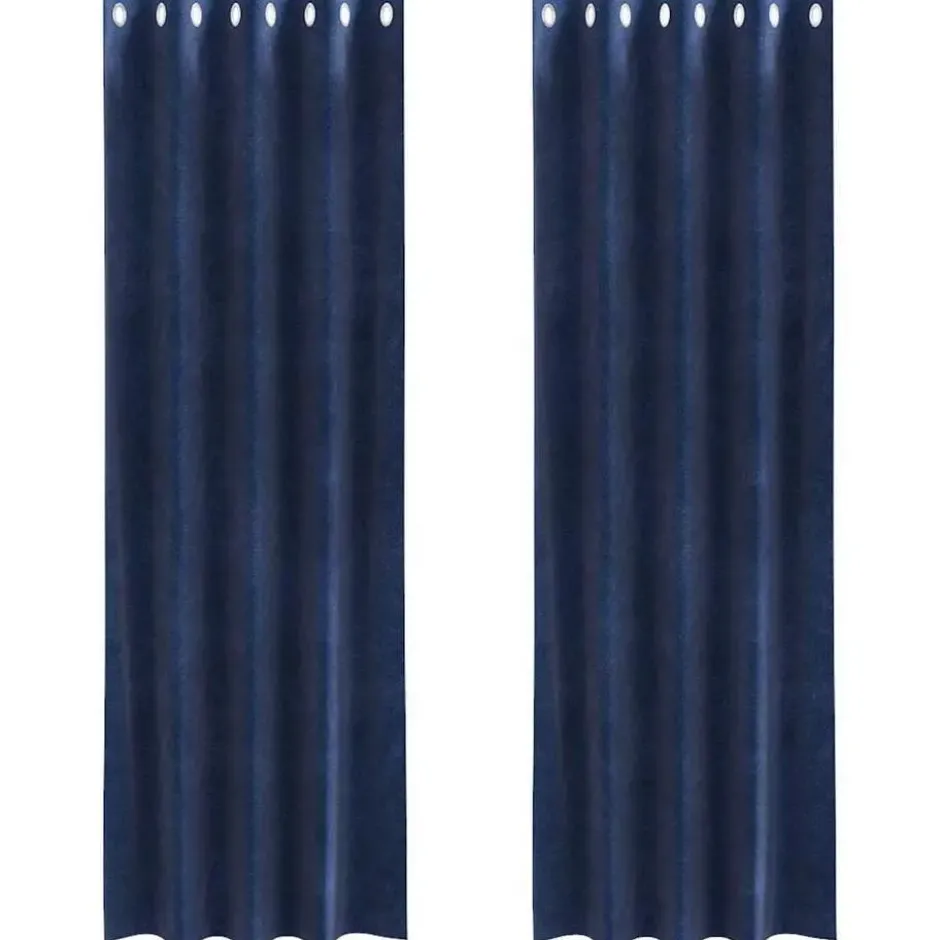 vidaXL Gordijnen met ringen - Donkerblauw - 140x245 cm - Fluweel - 2 Stuks