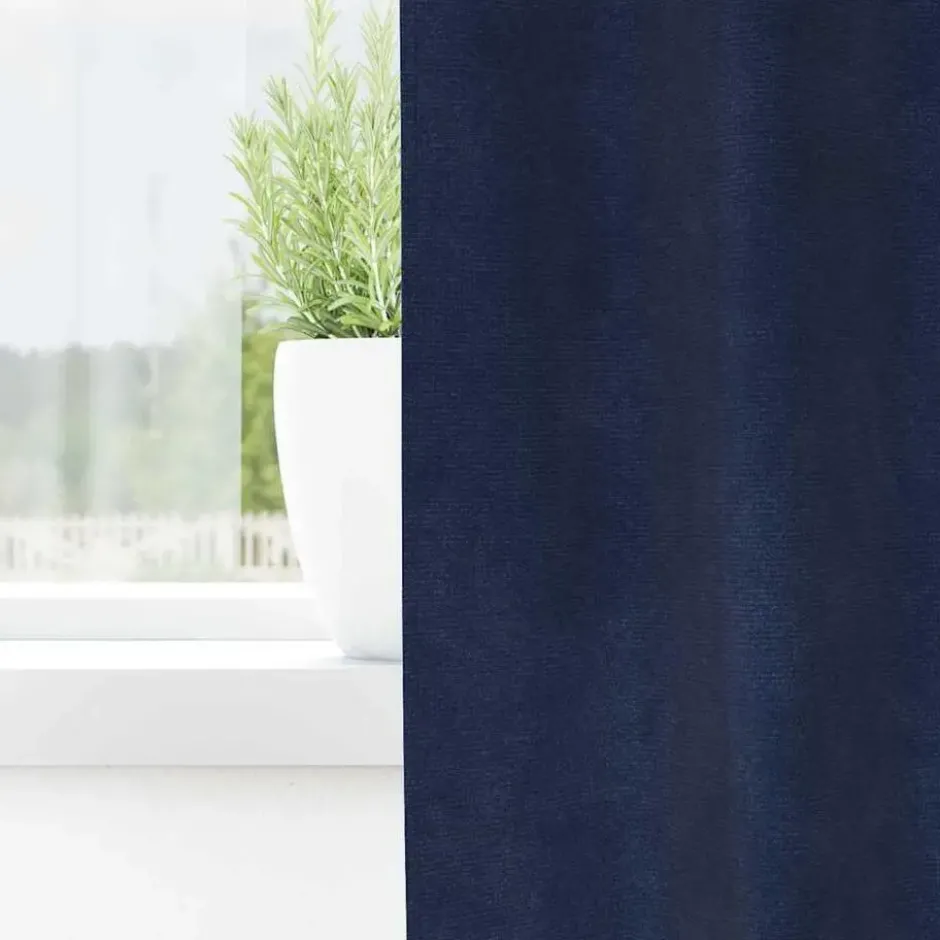 vidaXL Gordijnen met ringen - Donkerblauw - 140x245 cm - Fluweel - 2 Stuks