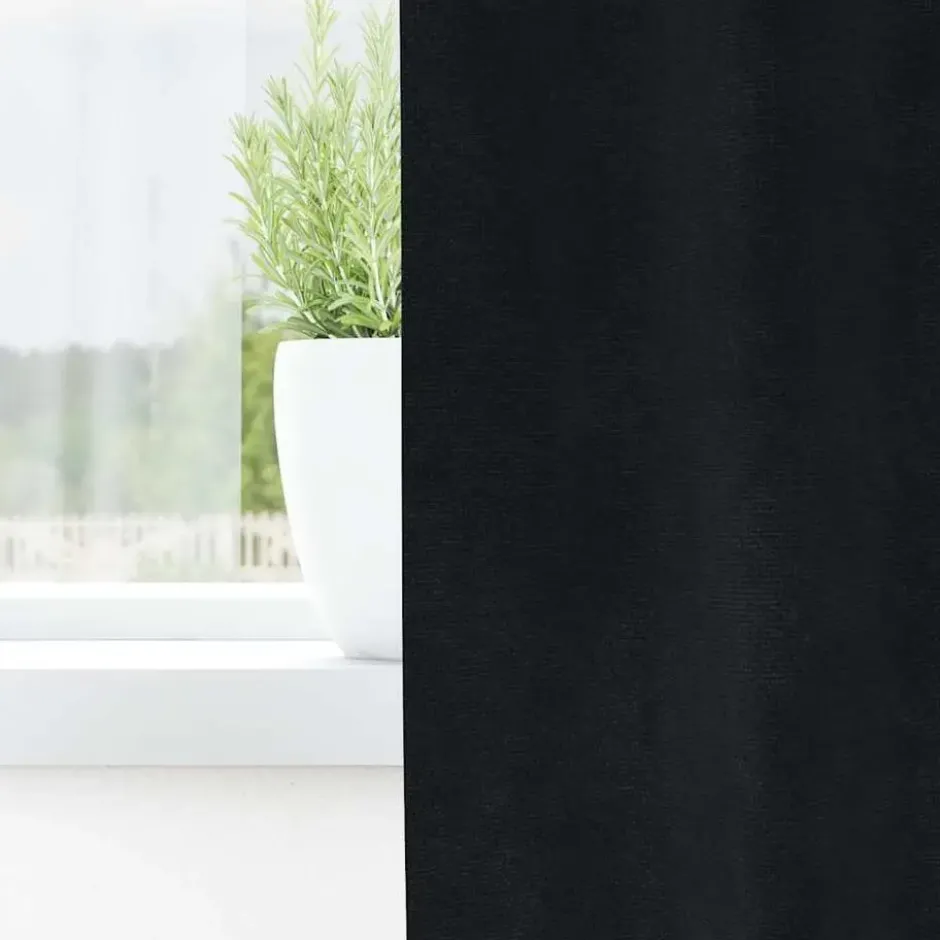vidaXL Gordijnen met ringen - Verduisterend - Zwart Fluweel - 140x225 cm - 2 St.