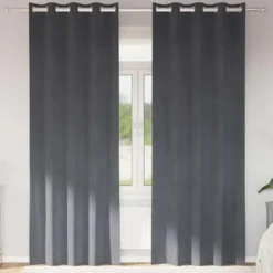 vidaXL Gordijnen met ringen - Verduisterend - Lichtgrijs - 140x260 cm - 2 St.