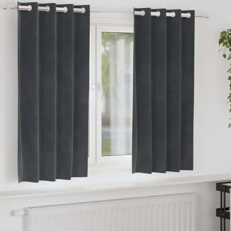 vidaXL Gordijnen met ringen - Verduisterend - Lichtgrijs - 140x175 cm - 2 St.