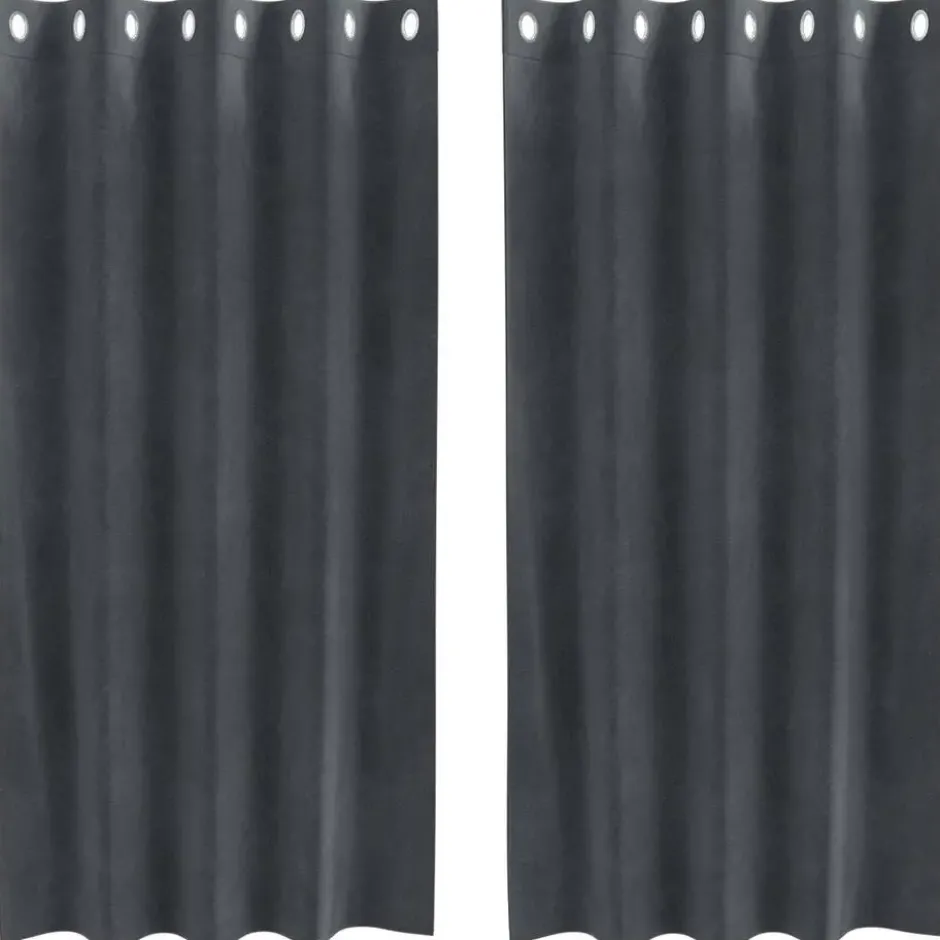 vidaXL Gordijnen met ringen - Verduisterend - Lichtgrijs - 140x175 cm - 2 St.
