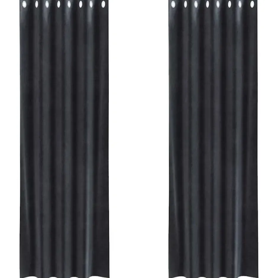 vidaXL Gordijnen met ringen - Verduisterend - Donkergrijs - 140x260 cm - 2 St.