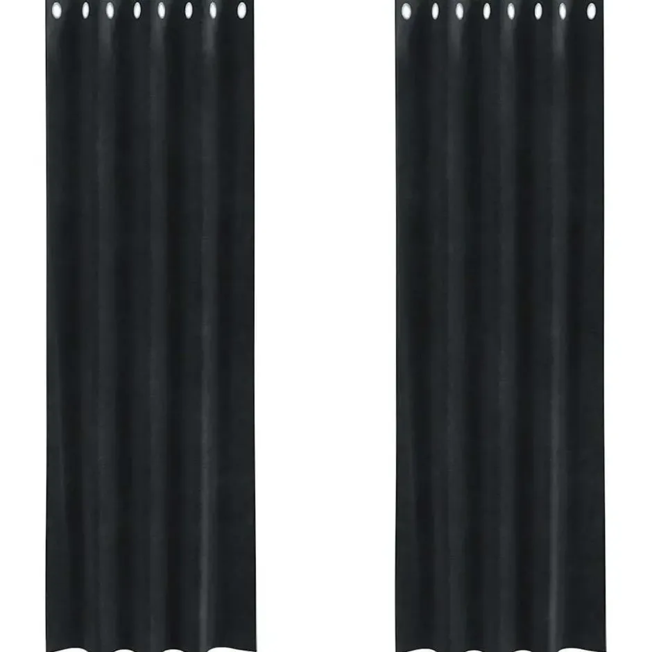 vidaXL Gordijnen met ringen - Verduisterend - Zwart Fluweel - 140x240 cm - 2 St.