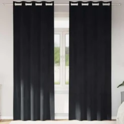vidaXL Gordijnen met ringen - Verduisterend - Zwart Fluweel - 140x240 cm - 2 St.