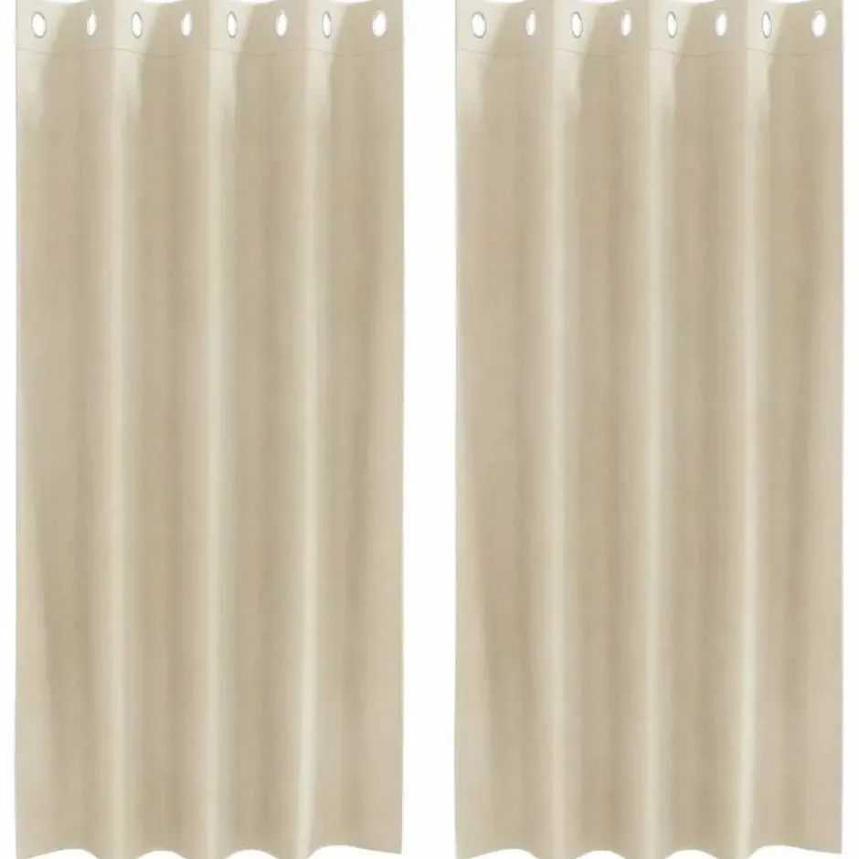 vidaXL Gordijnen met ringen - Verduisterend - Crème Fluweel - 140x175 cm - 2 St.