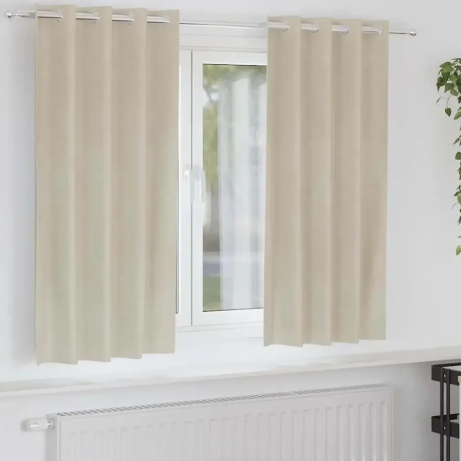 vidaXL Gordijnen met ringen - Verduisterend - Crème Fluweel - 140x175 cm - 2 St.