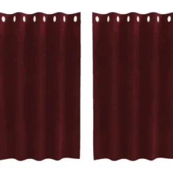 vidaXL Gordijnen met ringen - Wijnrood - 140x140 cm - Fluweel - 2 Stuks
