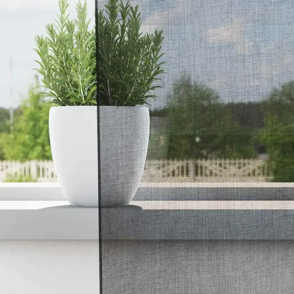vidaXL Gordijnen van voile met ringen - Zwart - 140x300 cm - Stof - 2 Stuks