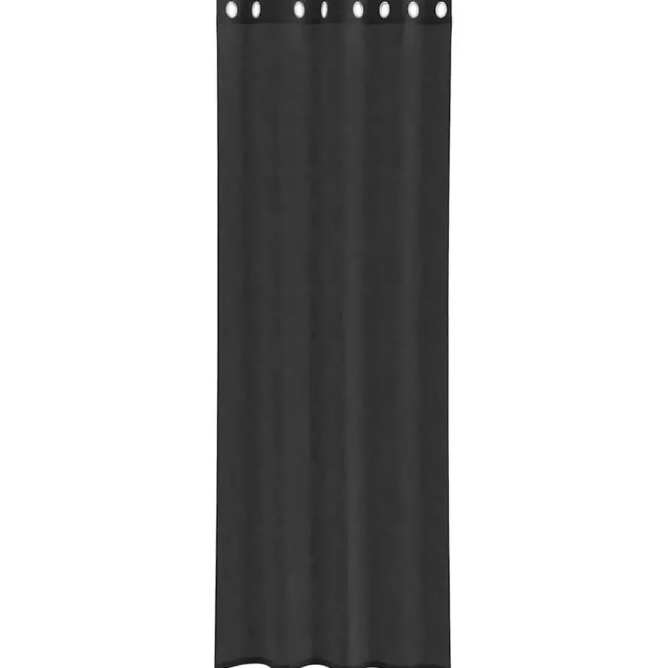vidaXL Gordijnen van voile met ringen - Zwart - 140x300 cm - Stof - 2 Stuks