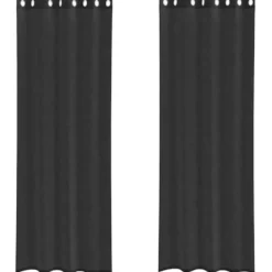 vidaXL Gordijnen van voile met ringen - Zwart - 140x300 cm - Stof - 2 Stuks