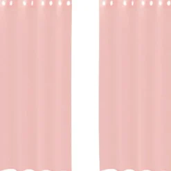 vidaXL Gordijnen van voile met ringen - Roze - 140x225 cm - Stof - 2 Stuks