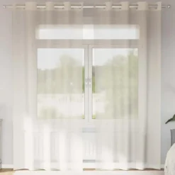 vidaXL Gordijnen van voile met ringen - Crème - 140x245 cm - Stof - 2 Stuks