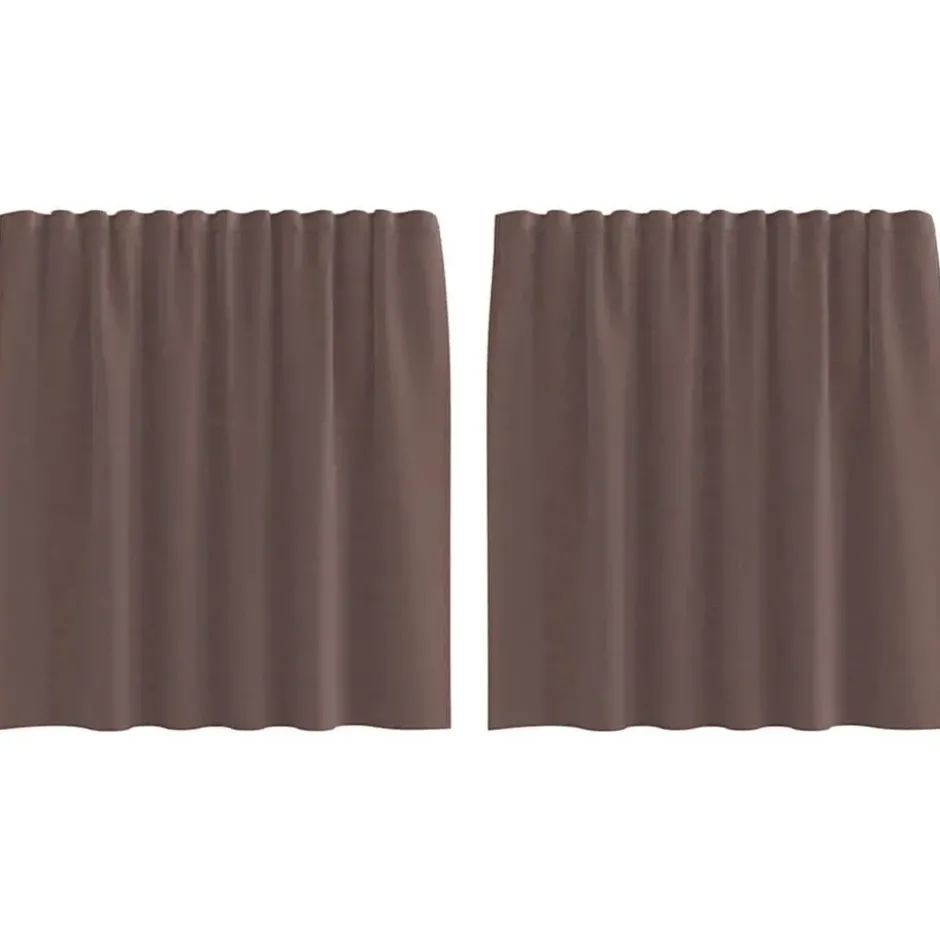 vidaXL Gordijnen van voile met roedezakken - Bruin - 140x140 cm - Stof - 2 Stuks