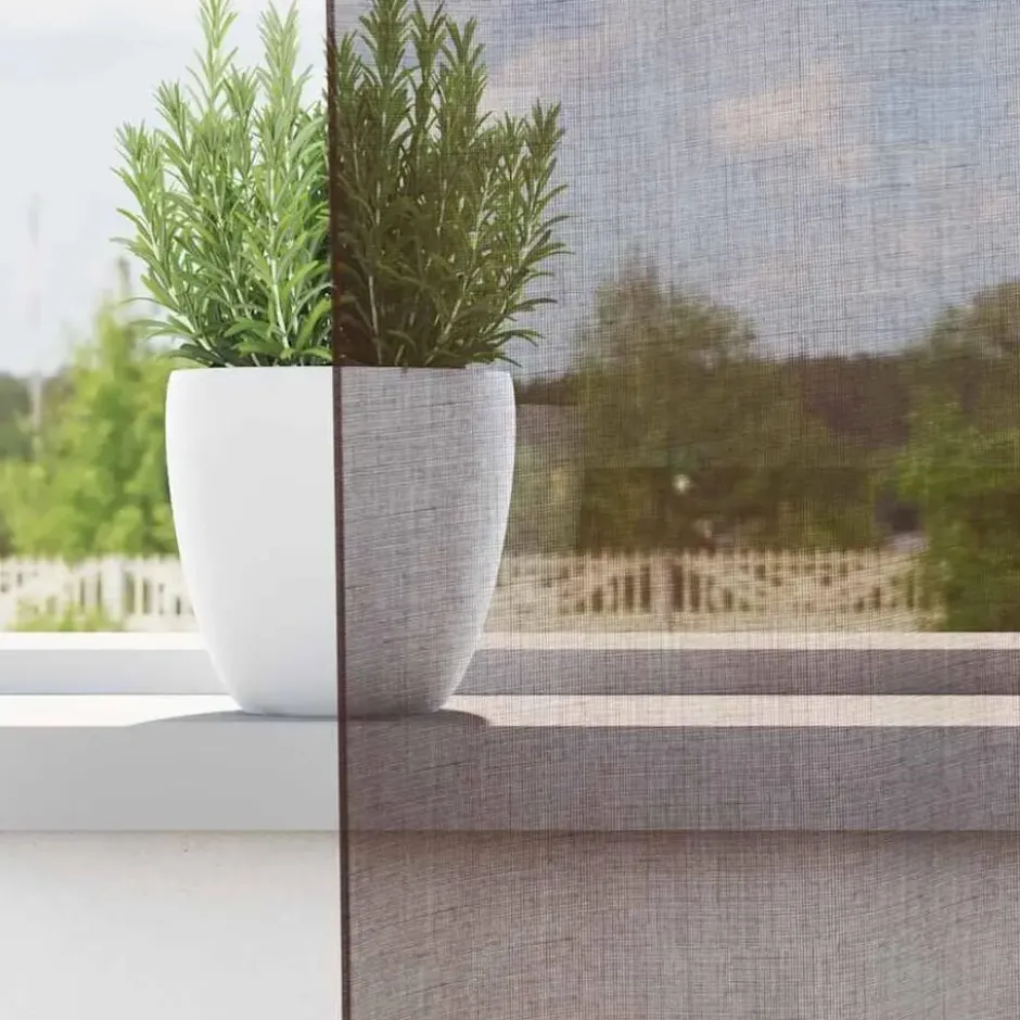 vidaXL Gordijnen van voile met roedezakken - Bruin - 140x140 cm - Stof - 2 Stuks