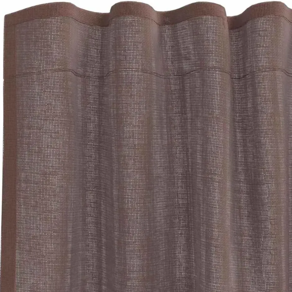 vidaXL Gordijnen van voile met roedezakken - Bruin - 140x140 cm - Stof - 2 Stuks