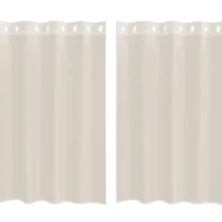 vidaXL Gordijnen van voile met ringen - Crème - 140x175 cm - Stof - 2 Stuks