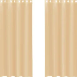 vidaXL Gordijnen van voile met ringen - Zand - 140x245 cm - Stof - 2 Stuks