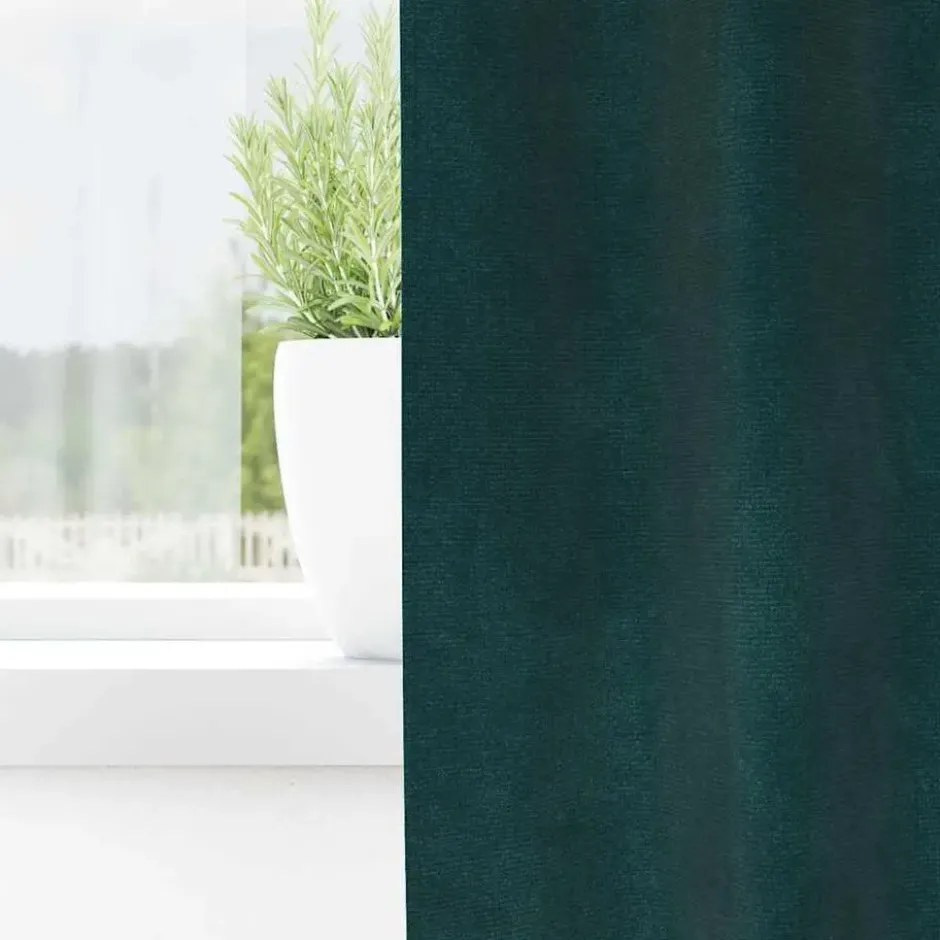 vidaXL Gordijnen - Verduisterend - 140x260 cm - Donkergroen - Fluweel - 2 Stuks