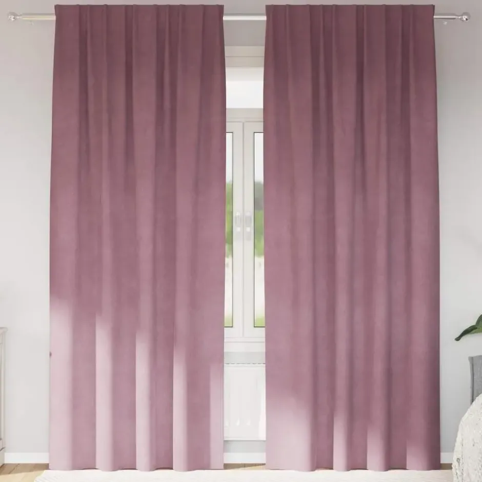 vidaXL Gordijnen - Verduisterend - Donkerroze - 140x225 cm - Fluweel - 2 Stuks