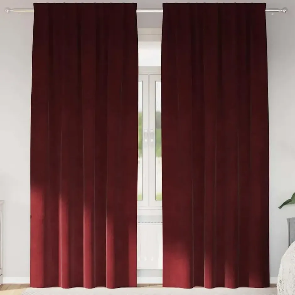 vidaXL Gordijnen - Verduisterend - Wijnrood - 140x260 cm - Fluweel - 2 Stuks