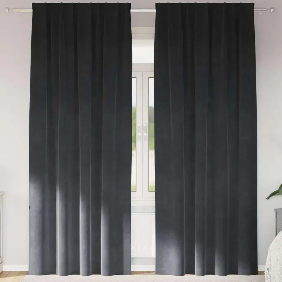 vidaXL Gordijnen - Verduisterend - Lichtgrijs - 140x245 cm - Fluweel - 2 Stuks