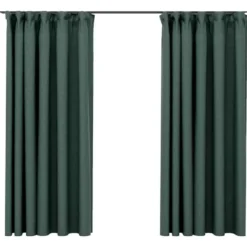 vidaXL - Gordijnen verduisterend - Groen - Stof - 140 x 175 cm - 2 stuks