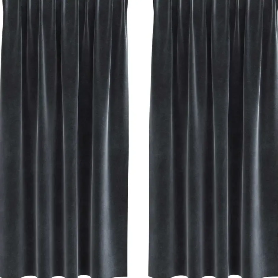 vidaXL Gordijnen - Verduisterend - Donkergrijs - 140x175 cm - Fluweel - 2 Stuks