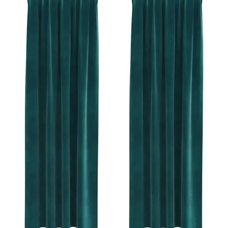 vidaXL Gordijnen - Verduisterend - 140x225 cm - Donkergroen - Fluweel - 2 Stuks