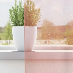 vidaXL - Gordijnen voile met roedezakken 2 st roze vitrage pure gordijn