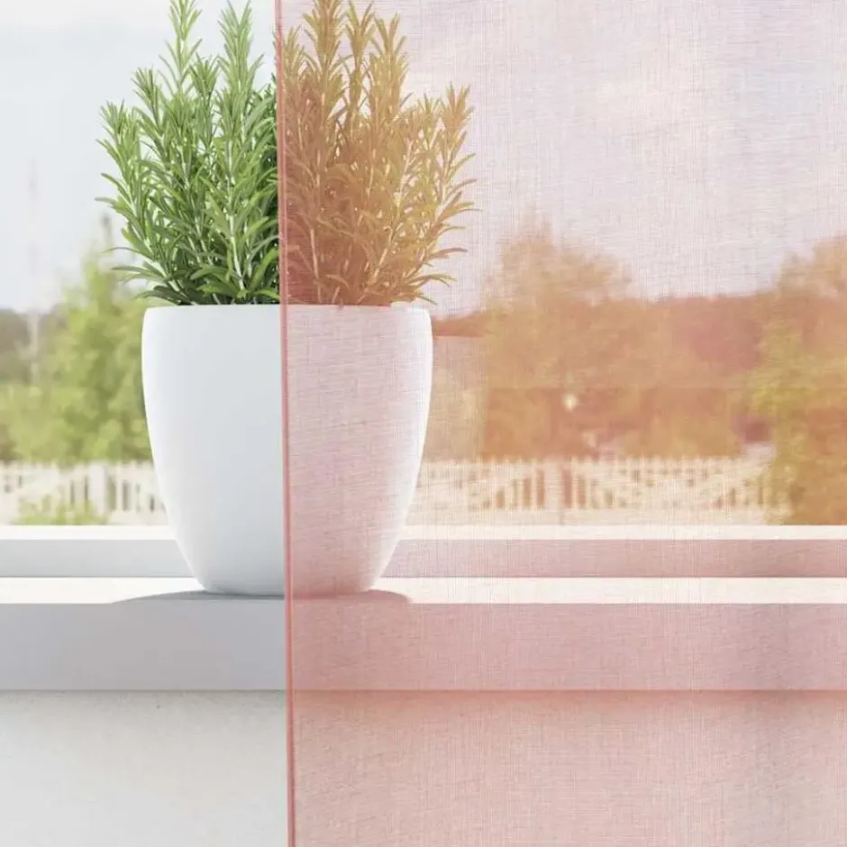 vidaXL - Gordijnen voile met roedezakken 2 st roze vitrage pure gordijn
