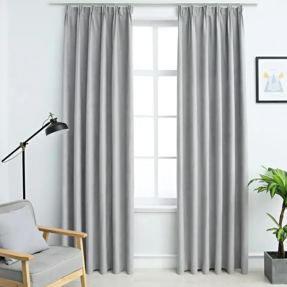 vidaXL - Gordijn - Grijs - Stof - 140 x 225 cm - 2 stuks