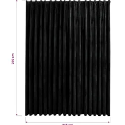 vidaXL - Gordijn verduisterend met haken - Zwart - Fluweel - 290 x 245 cm