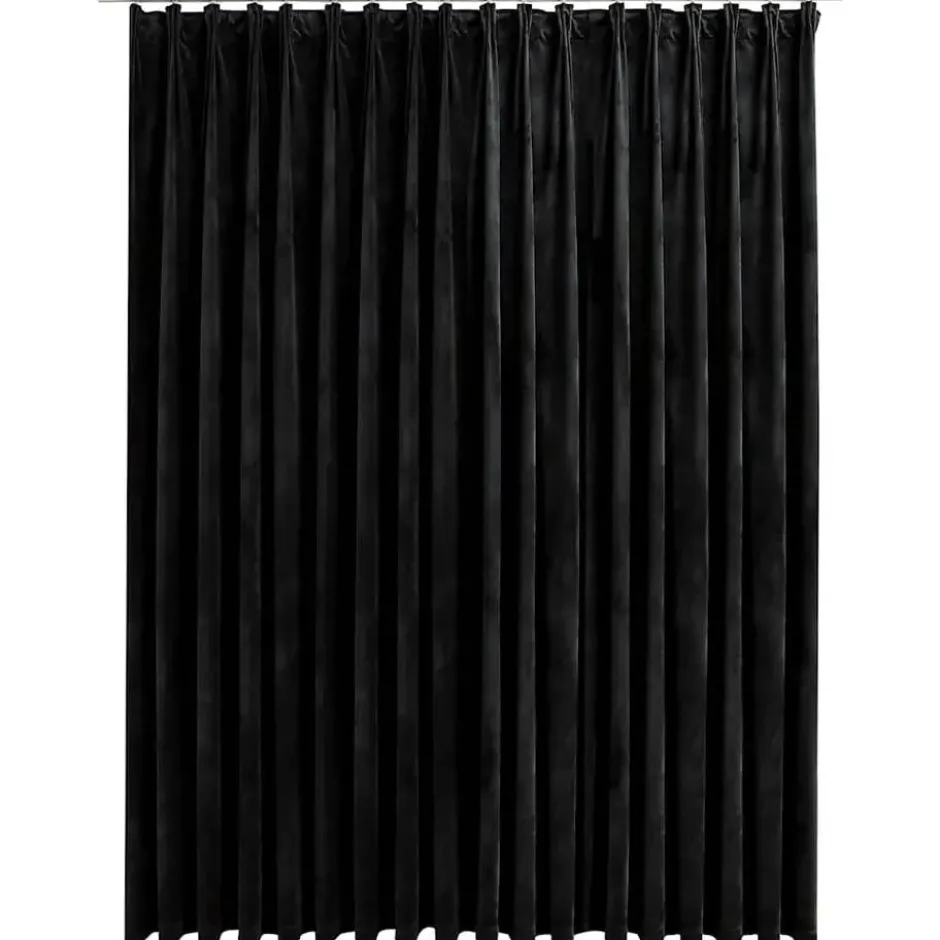 vidaXL - Gordijn verduisterend met haken - Zwart - Fluweel - 290 x 245 cm