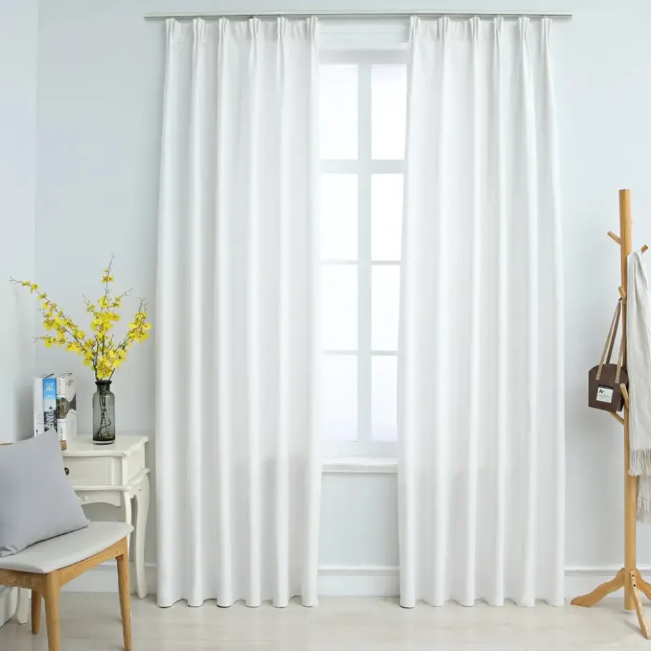 vidaXL - Gordijn - Wit - Stof - 140 x 245 cm - 2 stuks