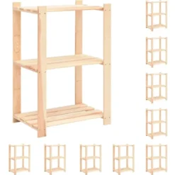 vidaXL - Grenenhouten Opbergrek 3-Laags 150 kg Opbergkast - 10 Stuks