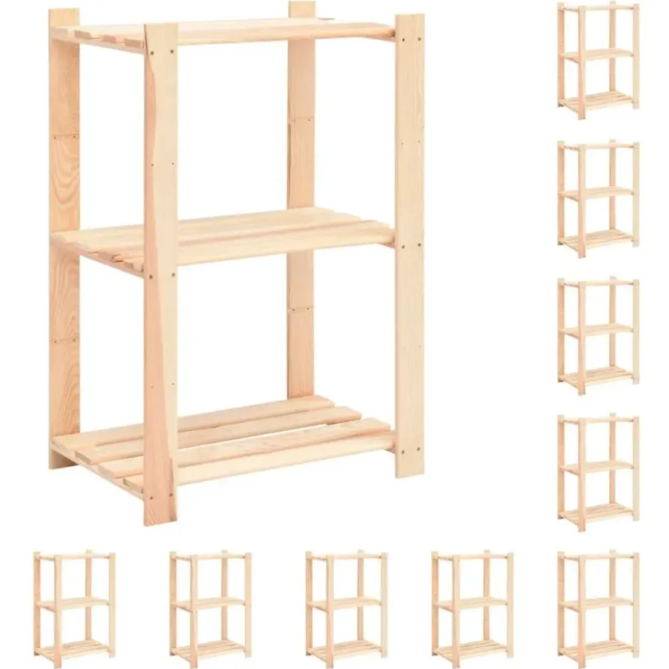 vidaXL - Grenenhouten Opbergrek 3-Laags 150 kg Opbergkast - 10 Stuks