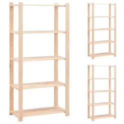 vidaXL - Grenenhouten Opbergrek 5-Laags 250 kg Opbergkast - 3 Stuks