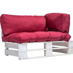 vidaXL Grenenhouten Tuinbank Pallet met Rode Kussens Loungebank Bank Buiten