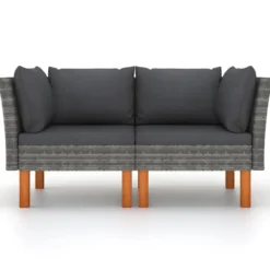 vidaXL - Hoekbanken - Grijs - Poly rattan - 2 stuks