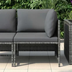 vidaXL - Hoekbank sectioneel - Grijs - Poly rattan - Met kussens