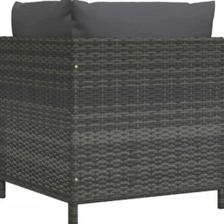 vidaXL - Hoekbank sectioneel - Grijs - Poly rattan - Met kussens