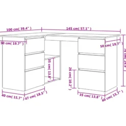 vidaXL - Hoekbureau - Grijs - Bewerkt hout