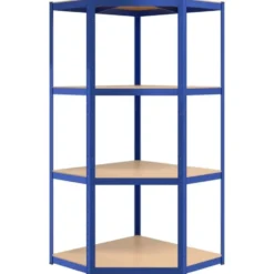 vidaXL - Hoekrek 4-laags staal en bewerkt hout blauw opbergrek