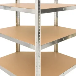 vidaXL - Hoekrek 4-laags staal en bewerkt hout zilverkleurig opbergrek