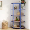 vidaXL - Hoekrek 5-laags - 75x75x180 cm - staal en bewerkt hout - blauw