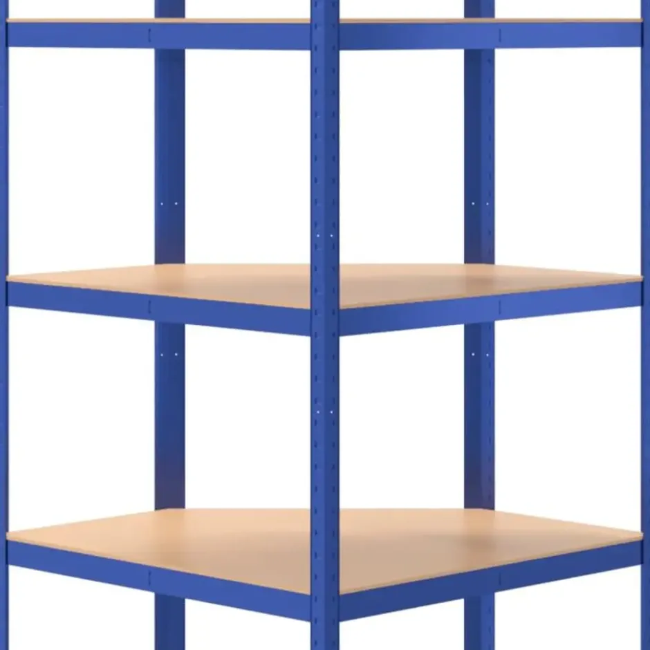 vidaXL - Hoekrek 5-laags - 75x75x180 cm - staal en bewerkt hout - blauw