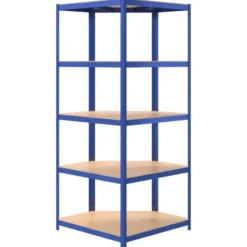 vidaXL - Hoekrek 5-laags - 75x75x180 cm - staal en bewerkt hout - blauw