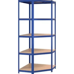 vidaXL - Hoekrek 5-laags - 75x75x180 cm - staal en bewerkt hout - blauw